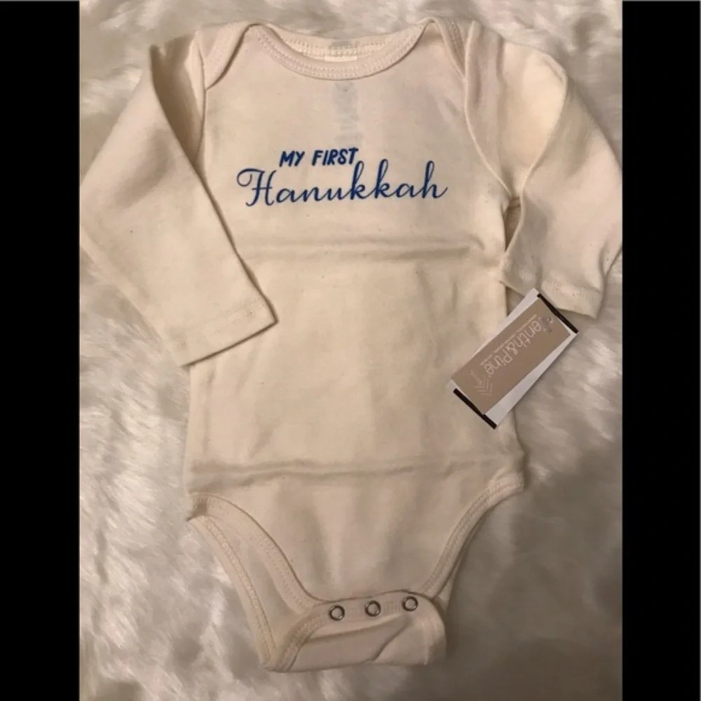 My First Hanukkah Organic Cotton Bodysuit, 0-3 Mos - Picture 3 of 6